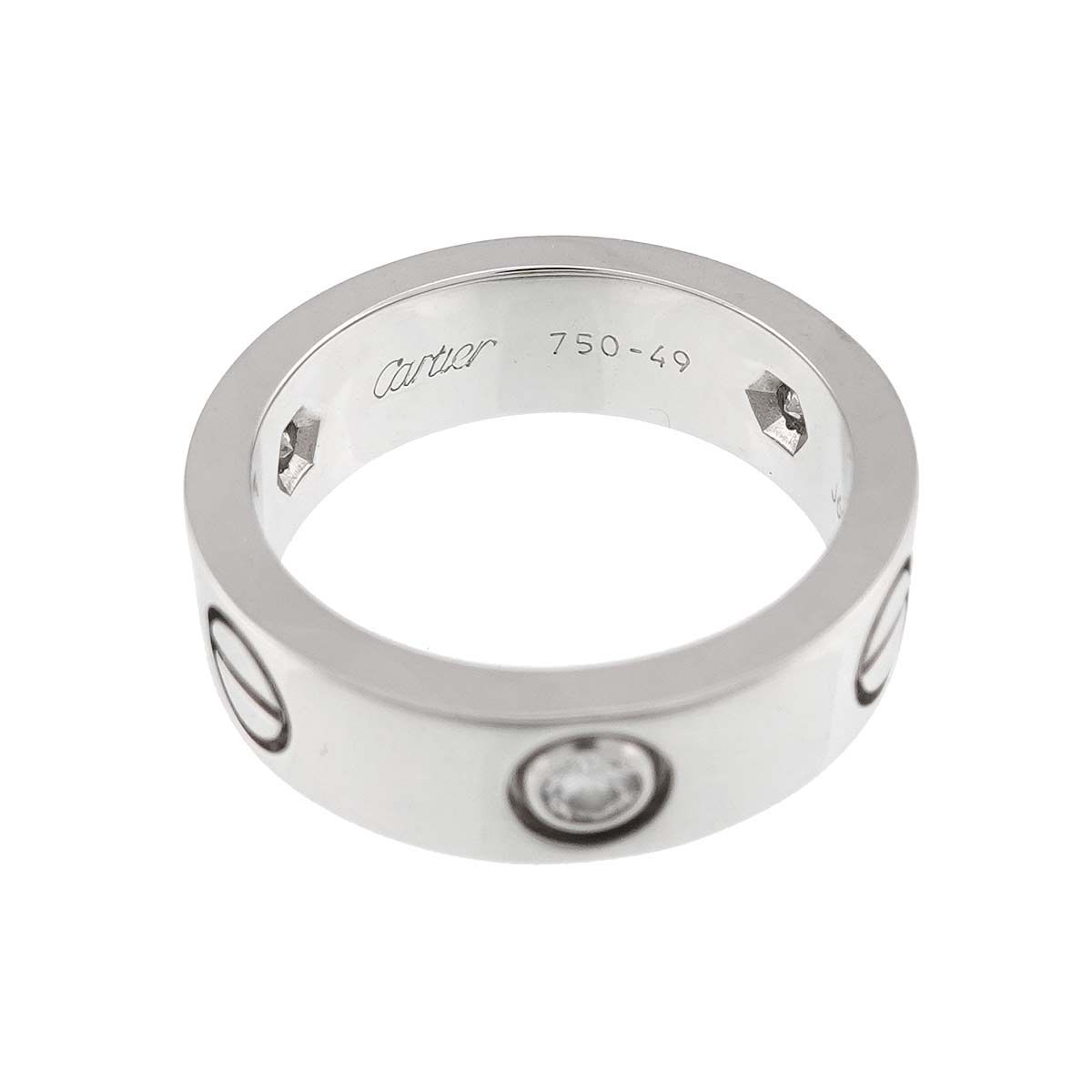 カルティエ Cartier ラブ クラシック #49 リング ハーフ ダイヤ 3P K18