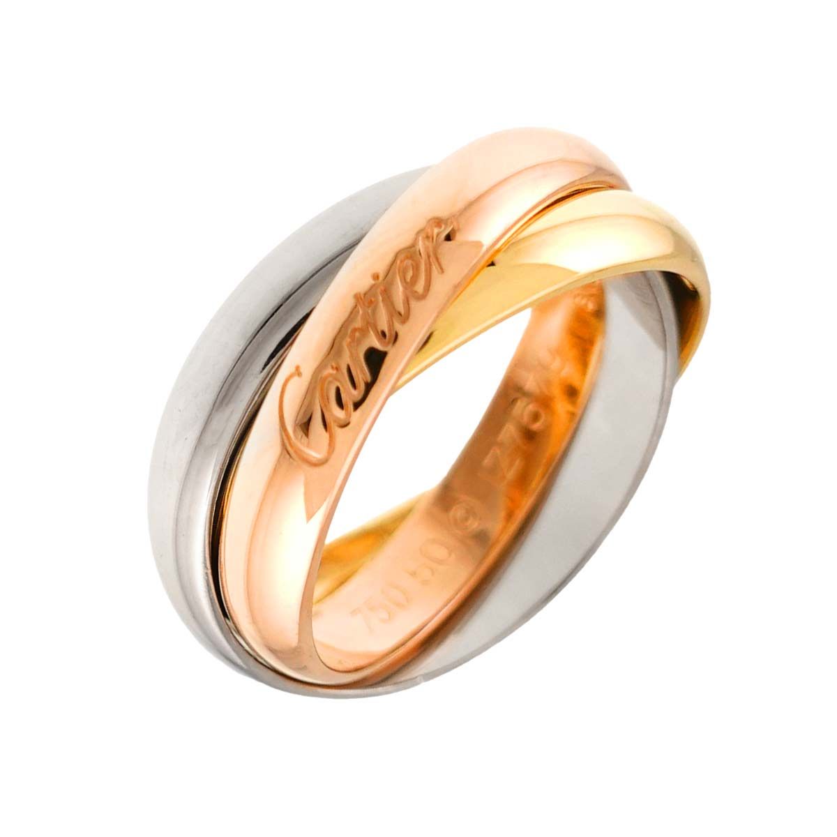 カルティエ Cartier トリニティ MM #50 リング K18 YG WG PG 3連