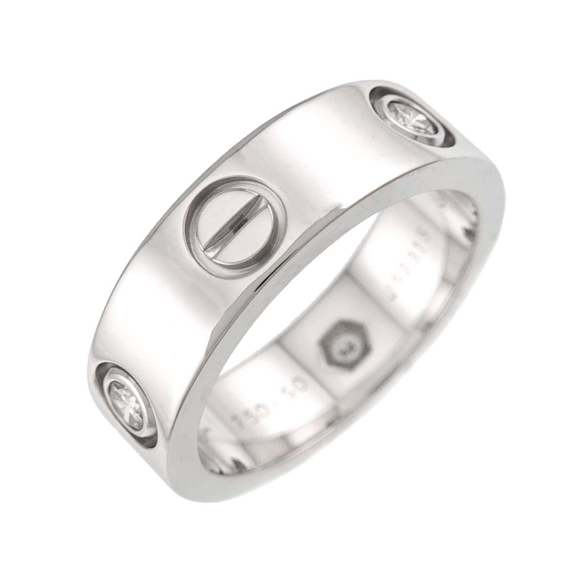 カルティエ Cartier ラブ #50 リング ハーフ ダイヤ K18 WG ホワイト