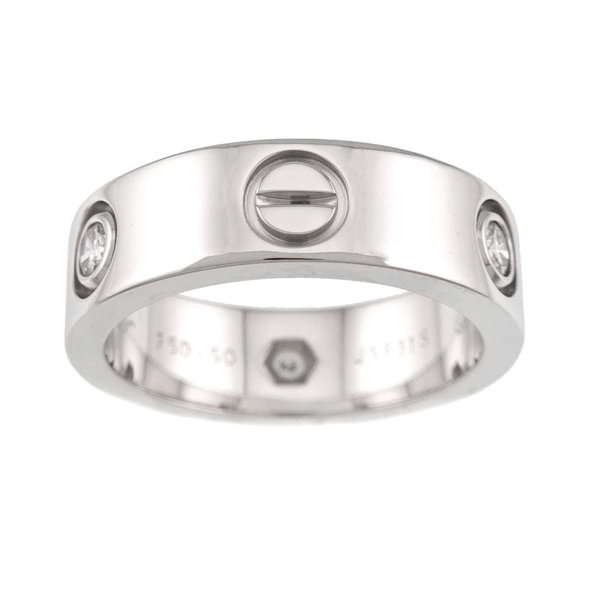 カルティエ Cartier ラブ #50 リング ハーフ ダイヤ K18 WG ホワイト