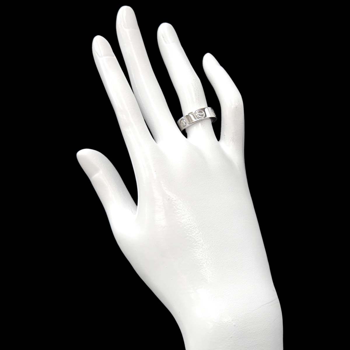 カルティエ Cartier ラブ #50 リング ハーフ ダイヤ K18 WG ホワイト