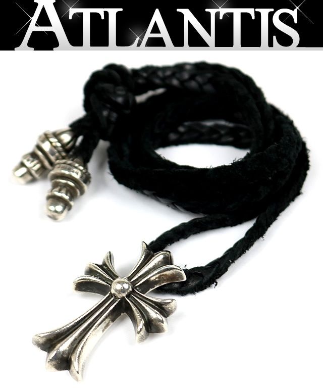CHROME HEARTS 新宿店 クロムハーツ スモールCHクロス レザーブレイド ネックレス メンズ シルバー SV925 黒 31618 CHROME HEARTS 新宿店 クロムハーツ スモールCHクロス レザーブレイド