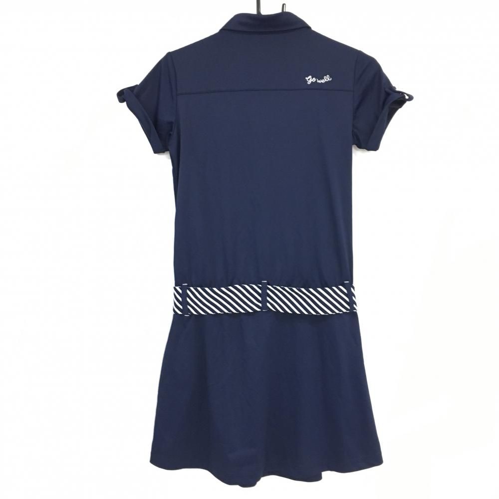 le coq sportif ポロワンピース L ネイビー 超美品】ルコックゴルフ 半袖ポロワンピース ネイビー×白×オレンジ 胸