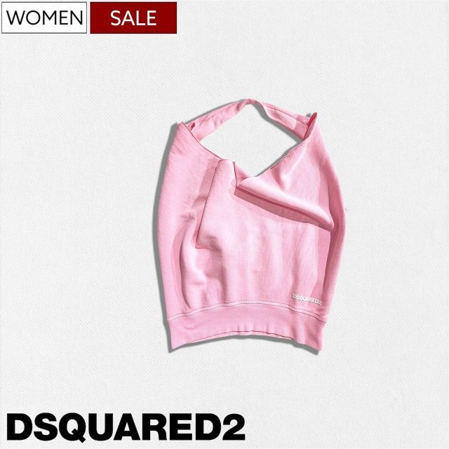 【定価48,400円(税込)】DSQUARED2 ディースクエアード 洗練のピンク×エッジィなカッティング♪スウェットをセンシュアルに纏う スウェット ホルターネック S72NC1089S225539 トップス ピンク PINK ロゴ レディース イタリア