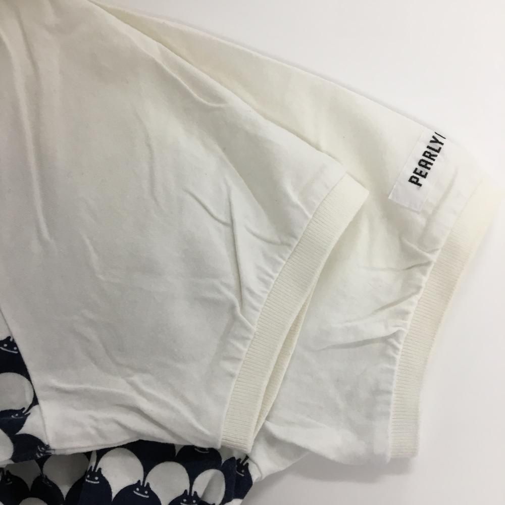 パーリーゲイツ 半袖ポロシャツ 白×ネイビー 総柄 レディース 1(M