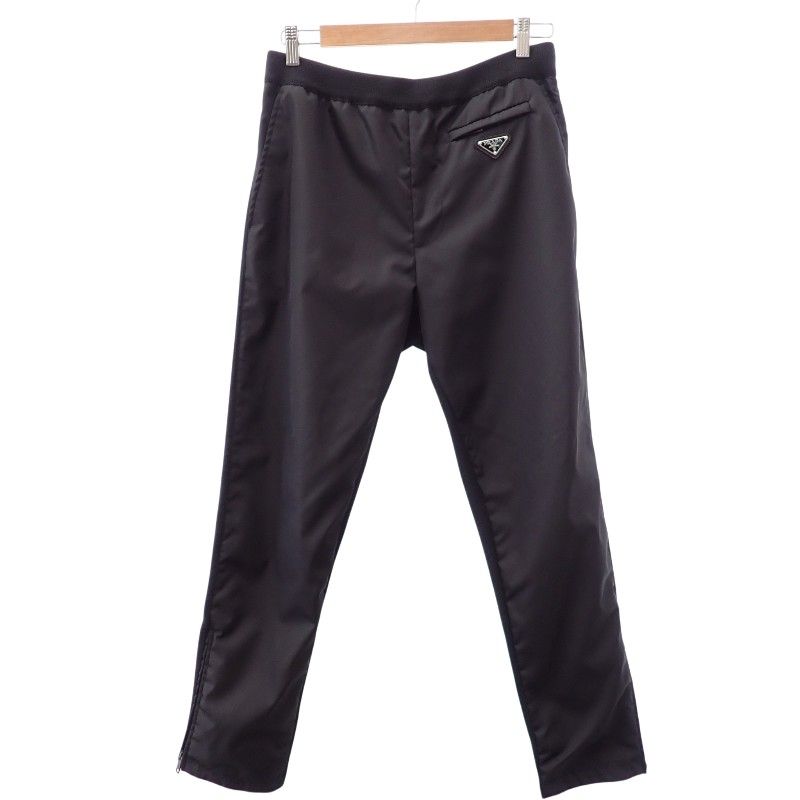 プラダ PRADA ニット切替 ナイロンパンツ 48 UMP67 ボトムス ウール ナイロン ポリエステル ブラック ブラック金具 黒 秋冬 中綿 メンズ【中古】【ABランク】