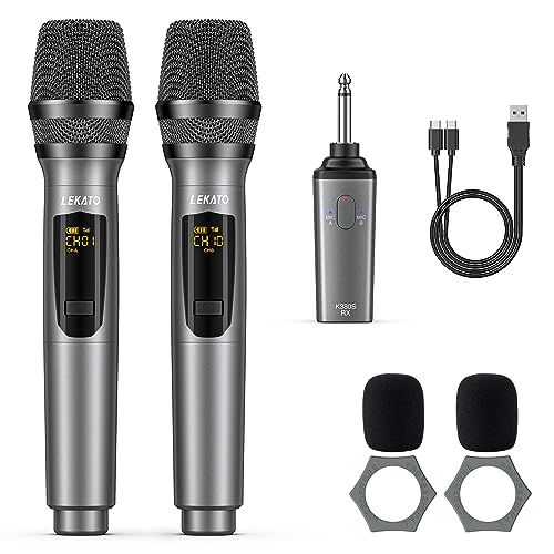 【新品】LEKATO K380Sワイヤレスマイク 充電式ダイナミックマイク UHF マイクロフォン 6.35mmレシーバ付き 技適認証済 会議/カラオケマイク/ホームパーティー に大活躍【2本セット】(ブラック) bfc00e74 10,530円