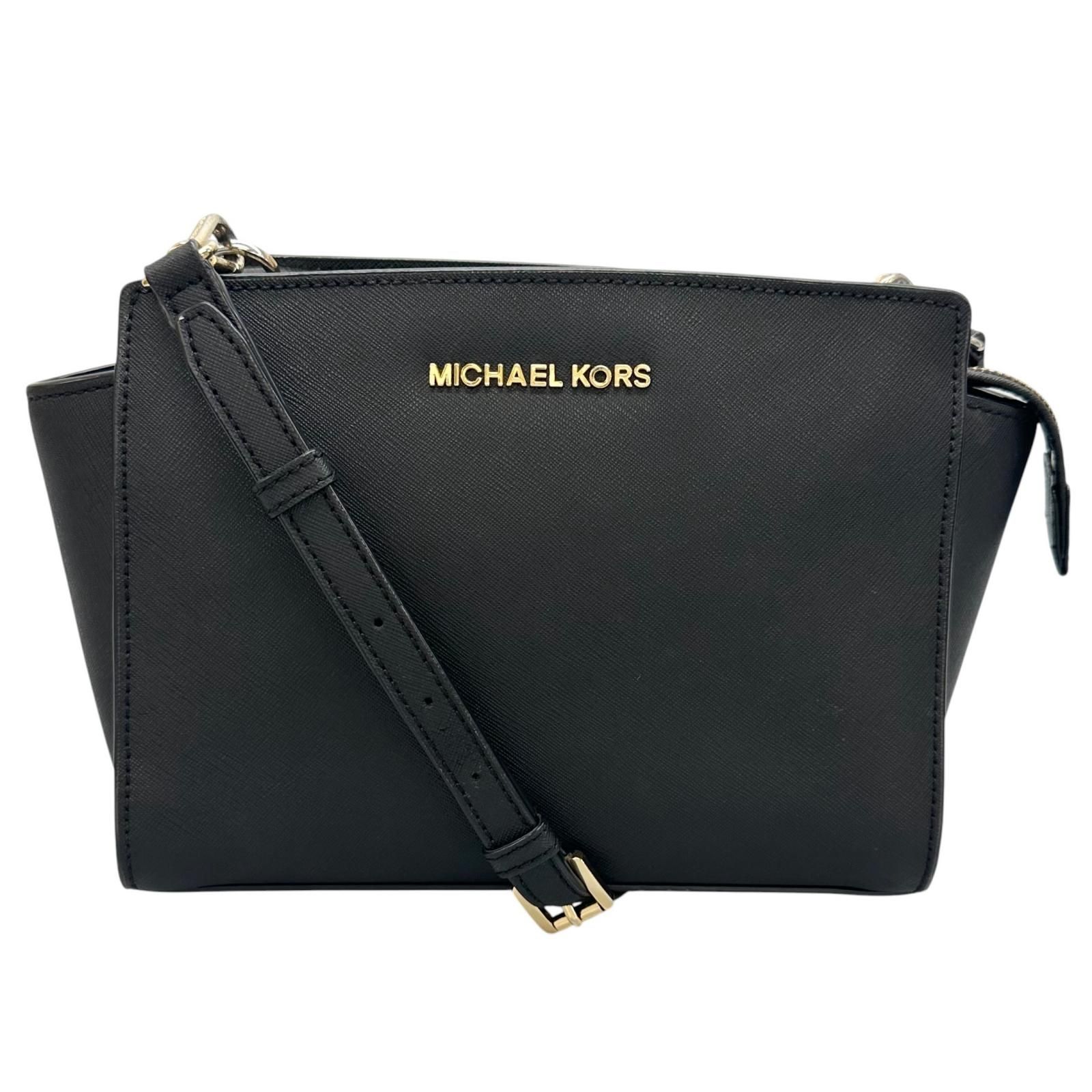 Michael Kors マイケルコース MK 2WAYショルダーバッグ セルマ ミディアム メッセンジャー 30T3GLMM2L ショルダーバッグ レザー ブラック【中古】 レディース