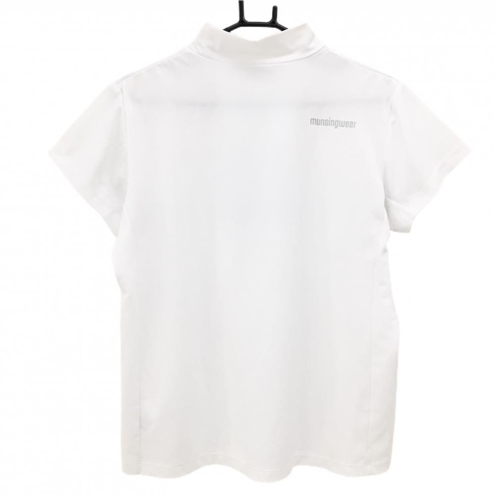 新品未使用タグ付き　ゴルフウェア【Munsingwear】ハイネックシャツ　LL 美品】マンシングウェア 半袖ハイネックシャツ 白×シルバー ボックス
