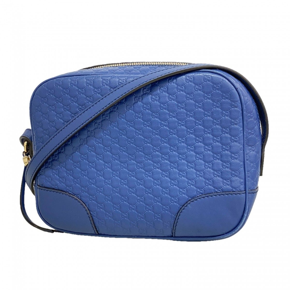 【6gc3674-k】グッチ ショルダーバッグ グッチシマ 449413 レザー ブルー シャンパンゴールド金具【中古】レディース