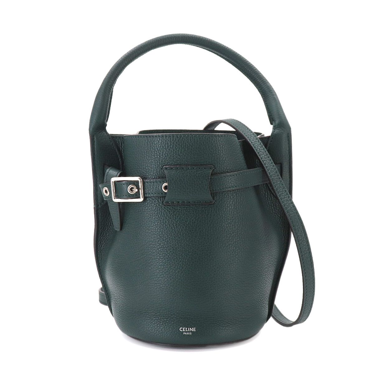 未使用 展示品 セリーヌ CELINE ビッグバッグ バケット ナノ 2way ハンド ショルダー バッグ レザー グリーン 187243 90332329