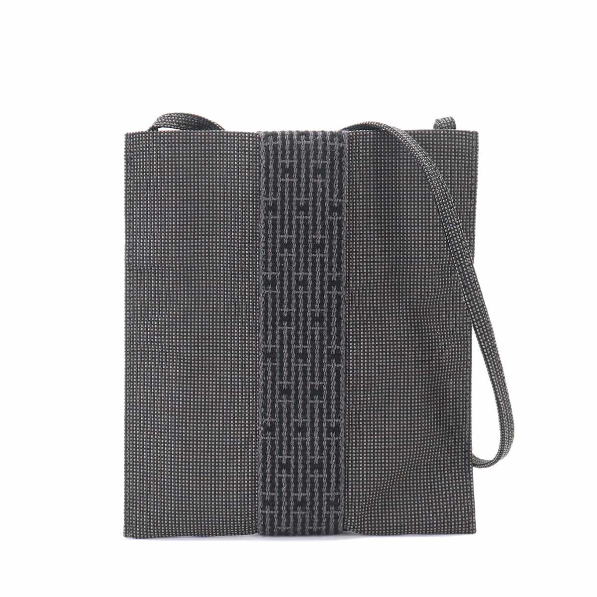 未使用 展示品 エルメス HERMES エールライン ポシェット ショルダー バッグ キャンバス グレー Herline Pochette 90332435