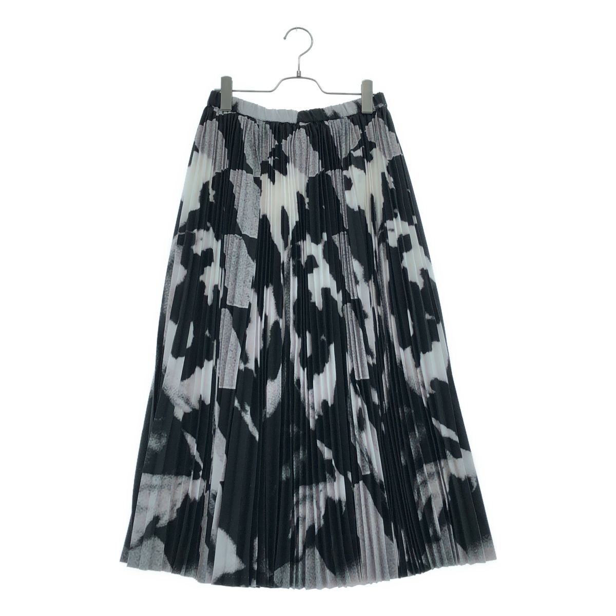 【美品】 JUNYA WATANABE / ジュンヤワタナベ | 2022SS | グラフィックプリント ロングプリーツスカート | S | ブラック/ホワイト | レディース