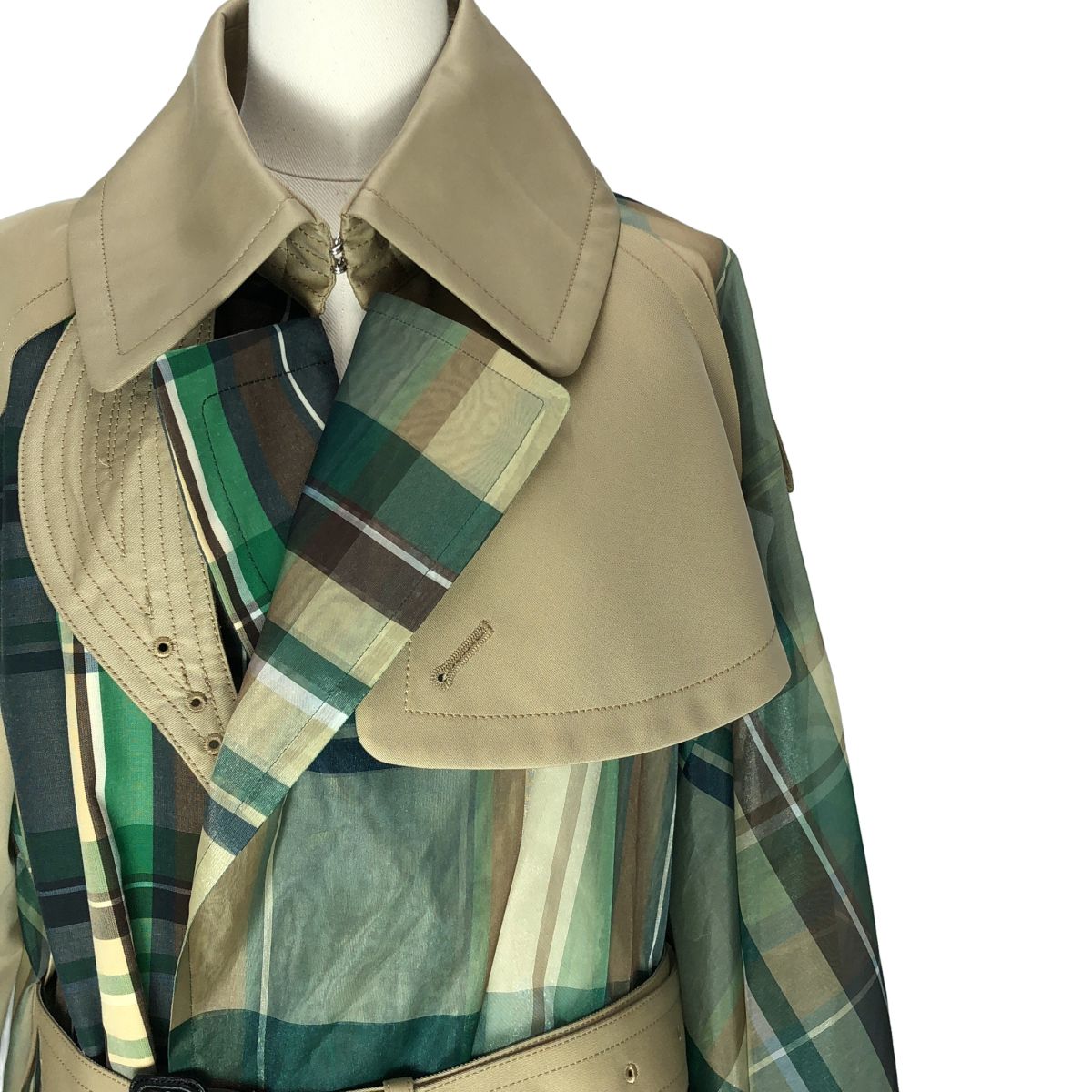 美品】 sacai / サカイ | チェック シアー 切替 アシンメトリー