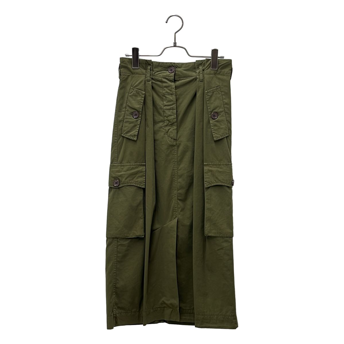 DRIES VAN NOTEN / ドリスヴァンノッテン | 2020SS | コットン 2タック カーゴスカート | 34 | カーキ | レディース