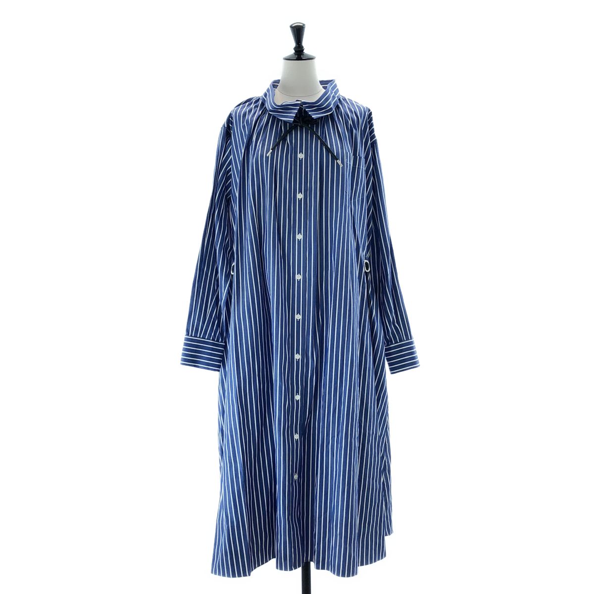 sacai ストライプシャツワンピース size3 美品】 sacai / サカイ | ドローコード ストライプ シャツワンピース