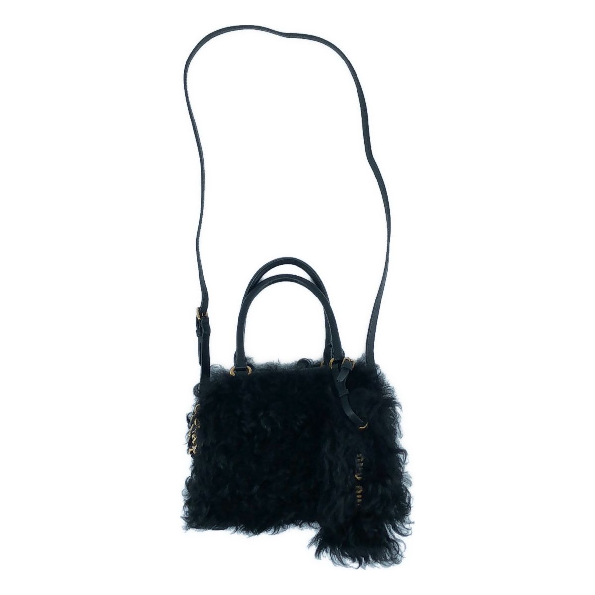【美品】 miu miu / ミュウミュウ | 2way シープファー ハンドバッグ | ブラック | レディース