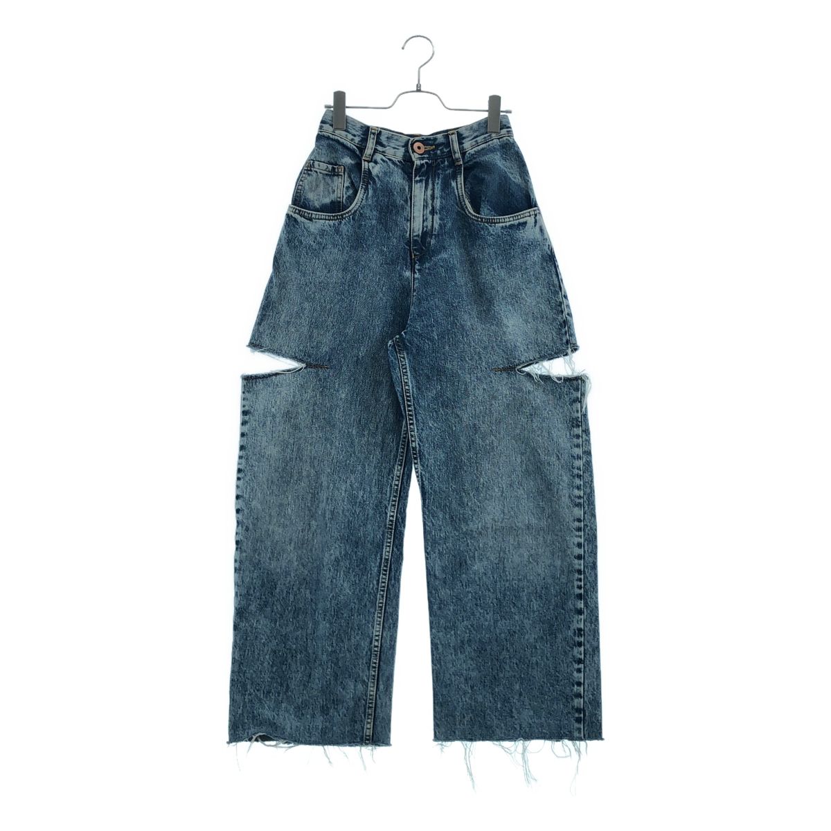 Maison Margiela / メゾンマルジェラ | 2020SS | サイドスラッシュ カットオフ デニム パンツ | 38 | インディゴ | レディース