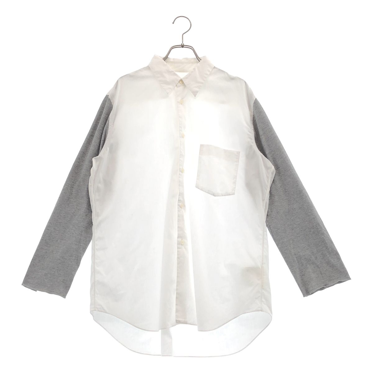BLACK COMME des GARCONS / ブラックコムデギャルソン | 2013SS | コットン 袖切り替え レギュラーカラーシャツ | XL | ホワイト/グレー | メンズ