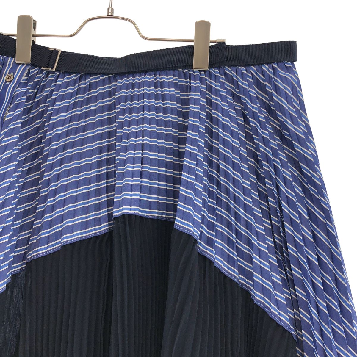 sacai / サカイ | 異素材切替 アシンメトリー プリーツ ラップスカート