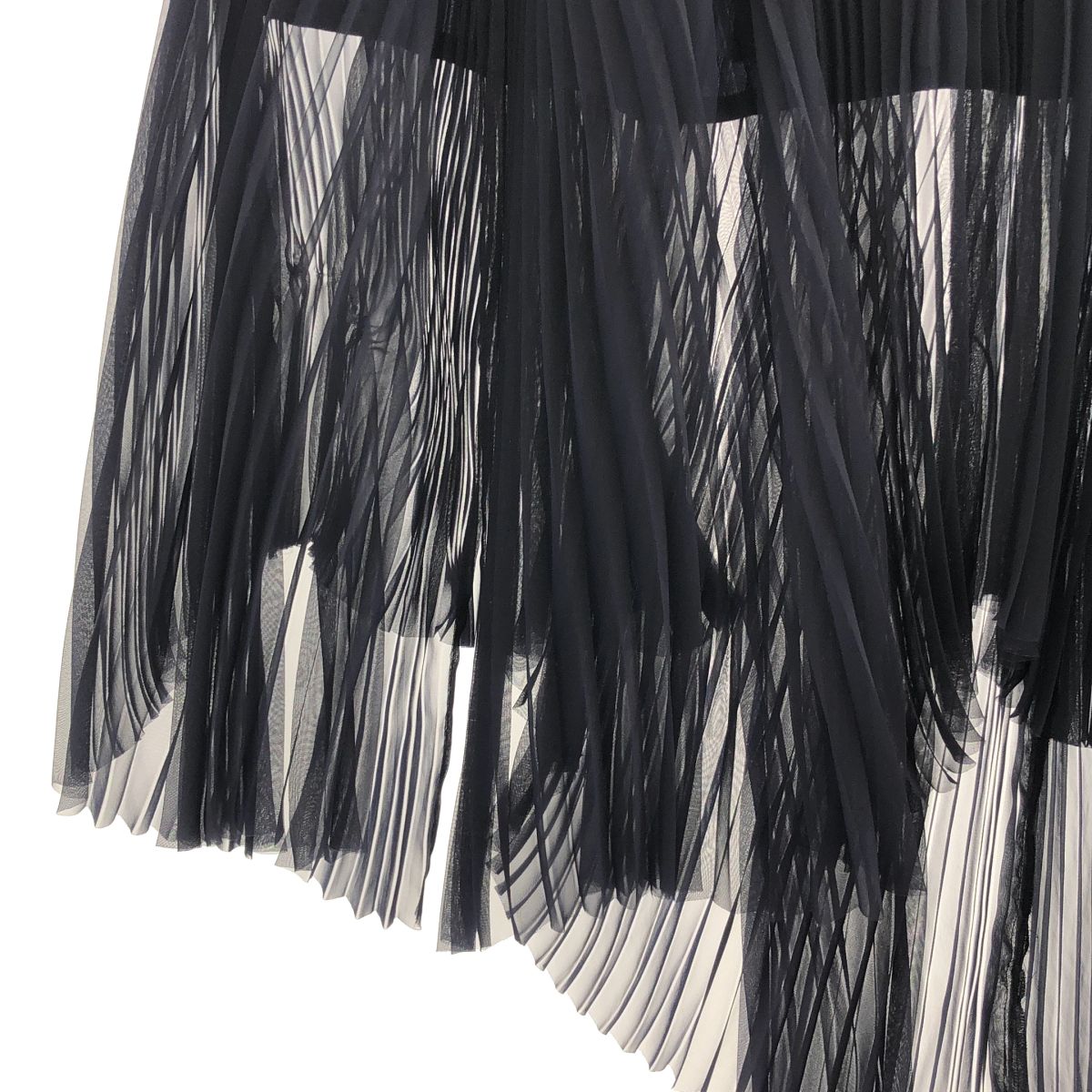sacai / サカイ | 異素材切替 アシンメトリー プリーツ ラップスカート