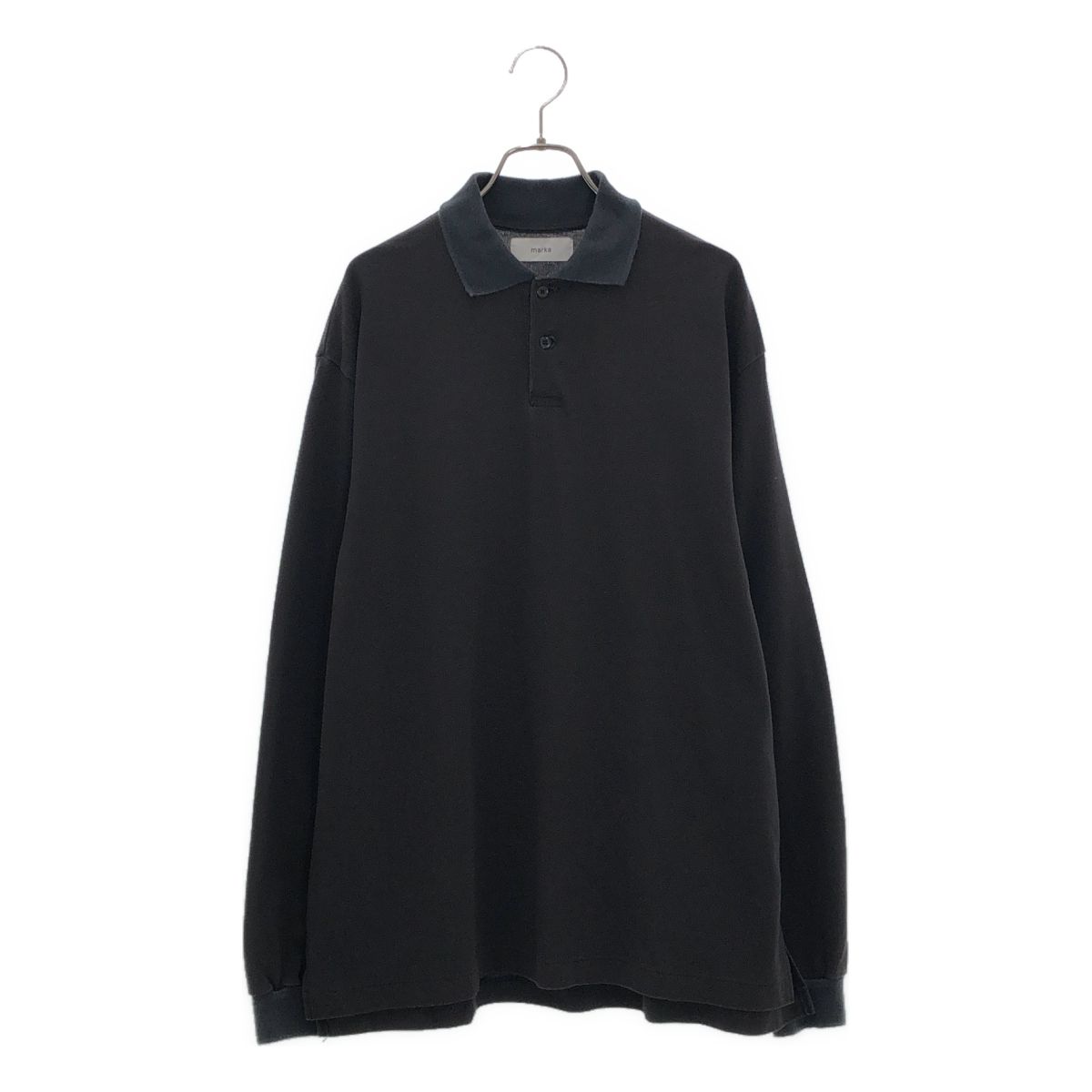 【美品】 marka / マーカ | TWO BUTTON POLO L/S TEE ロングスリーブ ポロシャツ | 2 | ブラック | メンズ