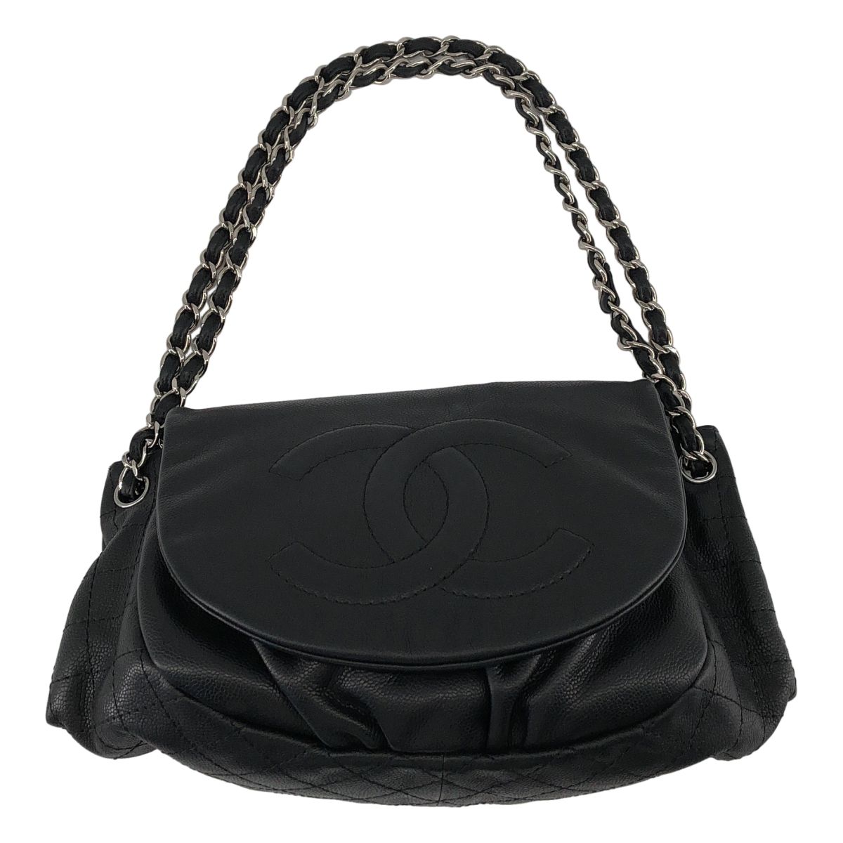 CHANEL / シャネル | ココマーク キャビアスキン ハーフムーン