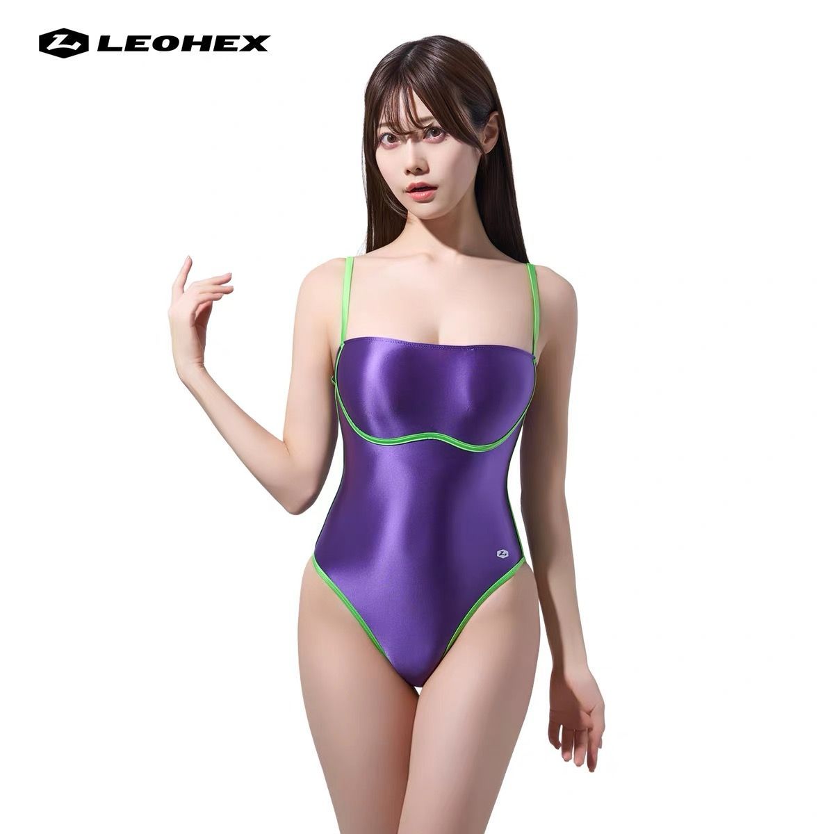 LEOHEX ハイレグ ワンピース水着 裏地なし レディース レオタード