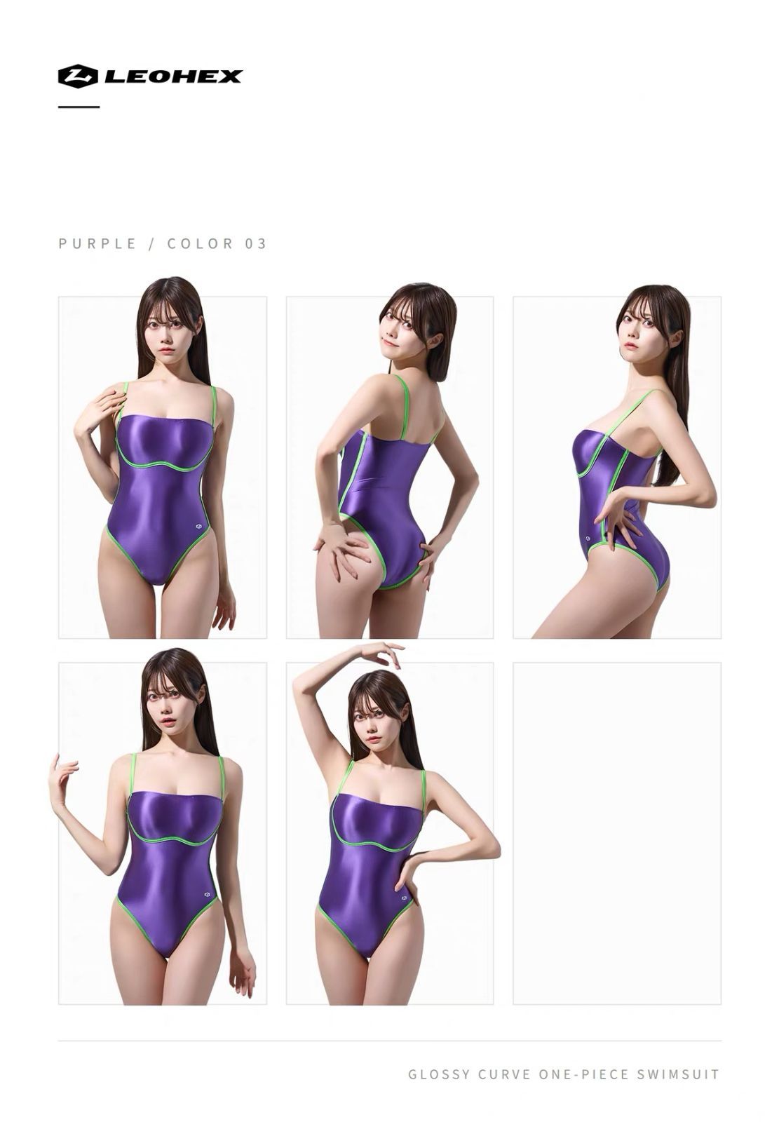 LEOHEX ハイレグ ワンピース水着 裏地なし レディース レオタード