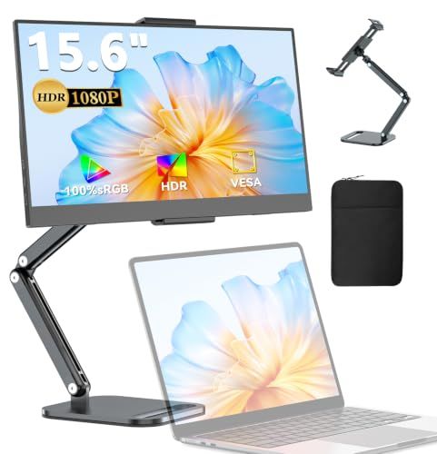 モバイルモニター 15.6インチ UPERFECT モバイルディスプレイ 卓上スタンド付き 1920*1080 125%広色域 HDR ゲーミングモニター ポータブルモニター IPS液晶パネル ブルーカット 薄型 軽量持ち運び 自立型 0~75°調整可能pms