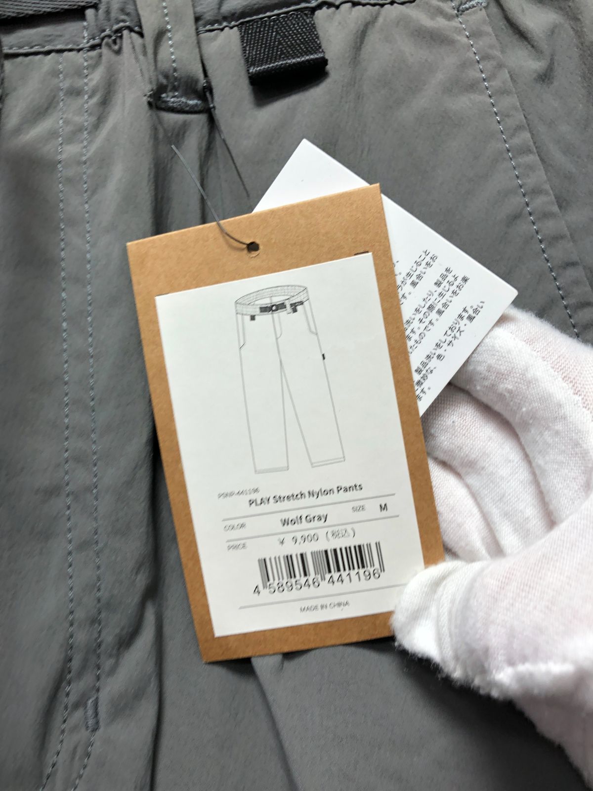 027022 未使用 ROOT CO PLAY stretch nylon pants M グレー パンツ