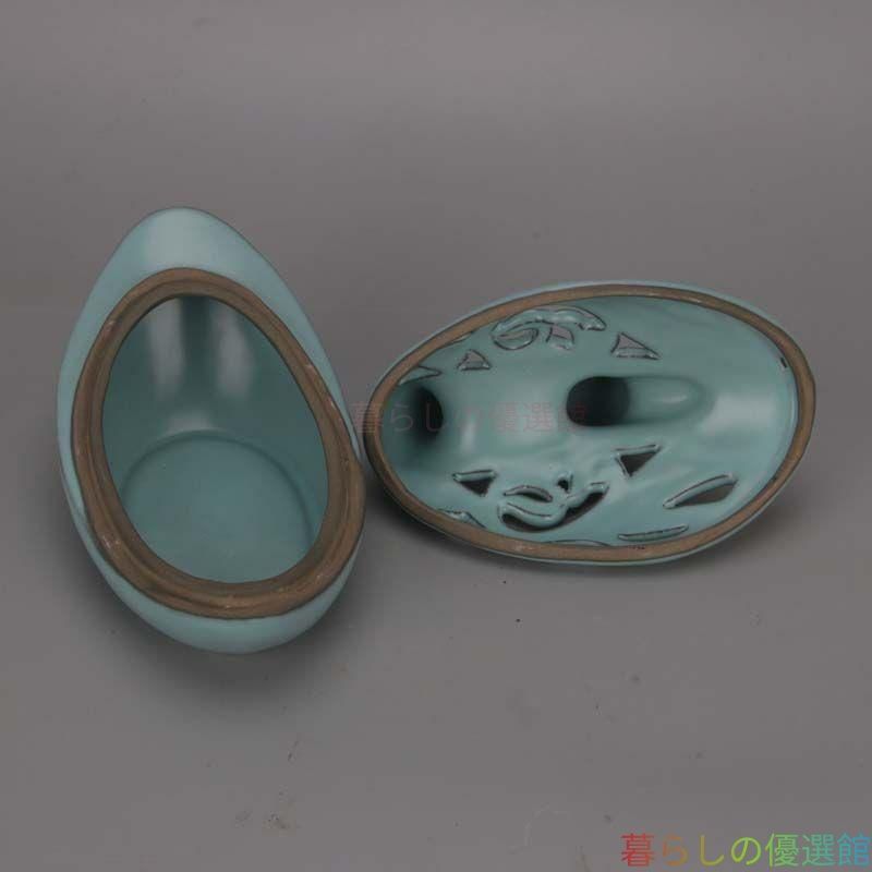 宋汝窯藍釉白鳥薫香炉 工芸品 美術品 置物zw427
