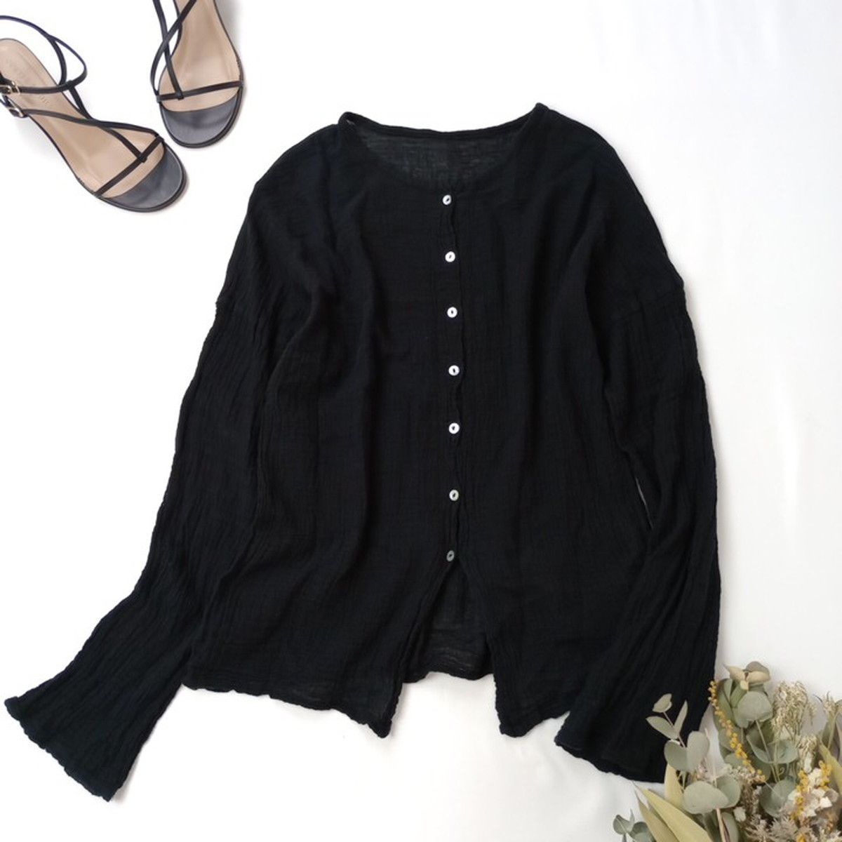 ◯plage LES ATELIERS FRANC AIS DE CONFECTION シアーブラウス コットン 綿 100％ /26N