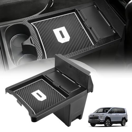Auto Spec 三菱 デリカ D5 専用 センターコンソールトレイ ゴミ箱 DELICA D:5 中期 後期 収納トレイ センターテーブル 2IN1 コンソールボックス フタ付き D5-R 増設 車内収納 小物入れ マット付き 取り扱い説 0d22c892