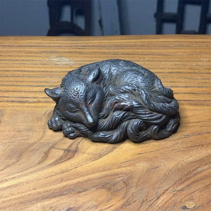 石材美術品置物 上品】九尾狐 石像 茶寵 茶道具 開運 風水 置物 インテリア zw427