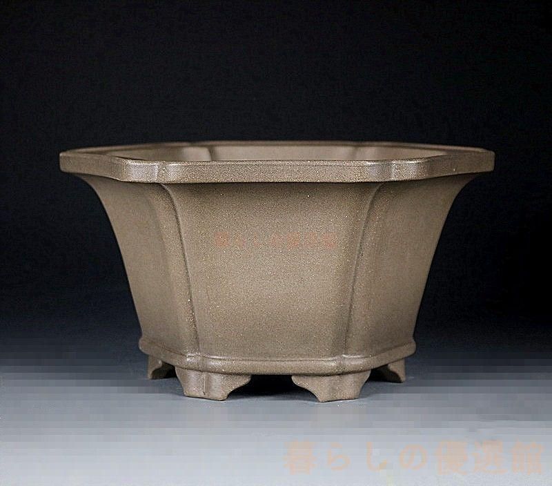 【上品】青灰泥 六角鉢 盆栽鉢 園芸鉢 インテリア zw427