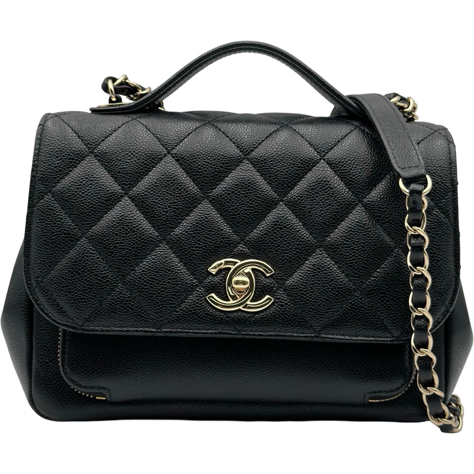 シャネル CHANEL ビジネスアフィニティ ショルダーバッグ A93607 ブラック ゴールド金具 キャビアスキン レディース