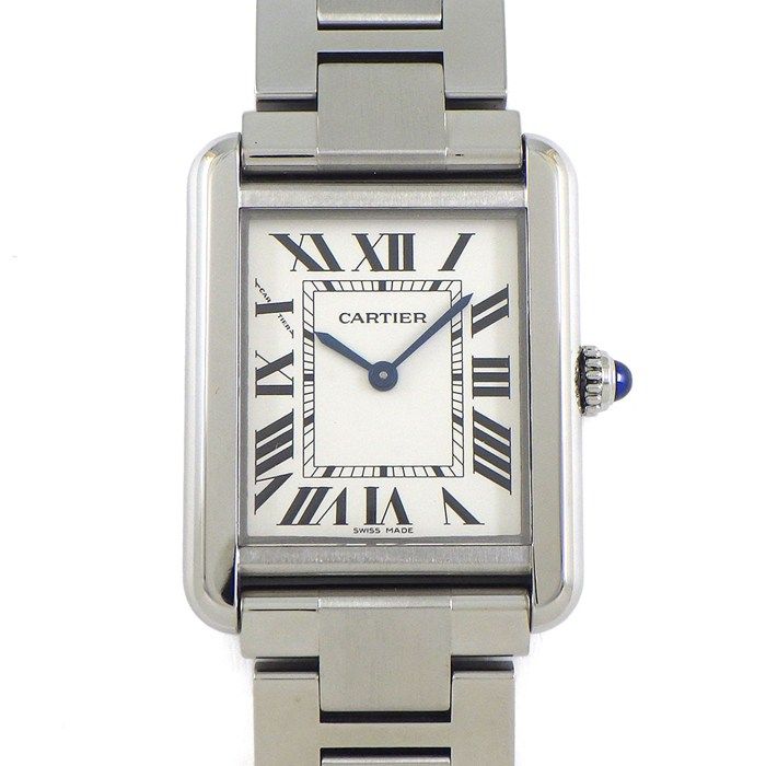 カルティエ Cartier 腕時計 タンク ソロ SM W5200013 レクタンギュラー シルバー文字盤 SS クオーツアナログ 【中古】