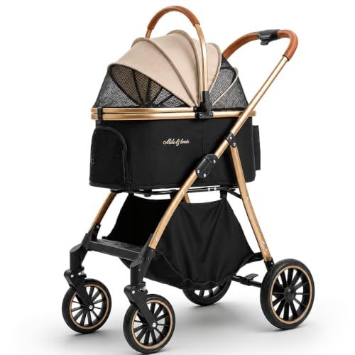 MILA&LOUIS ペットカート分離＆一体折りたたみ 取り外し可能 軽量ファッション 犬 カート人気 4輪耐摩耗 犬用 ベビーカー ドッグ バギー ワンタッチペットかーと折たたみ可能 ペットバギー