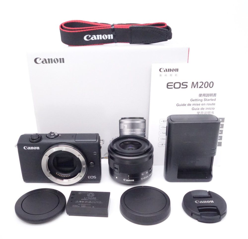 【極上品】キヤノン Canon ミラーレス一眼カメラ EOS M200 標準ズームキット ブラック [W2607030A]