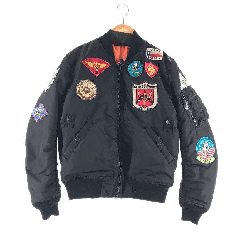【中古品】 AVIREX アヴィレックス MA-1 フライトジャケット カラーBLACK パッチ SIZE:L 【145-260721-ky-12-fuzh】