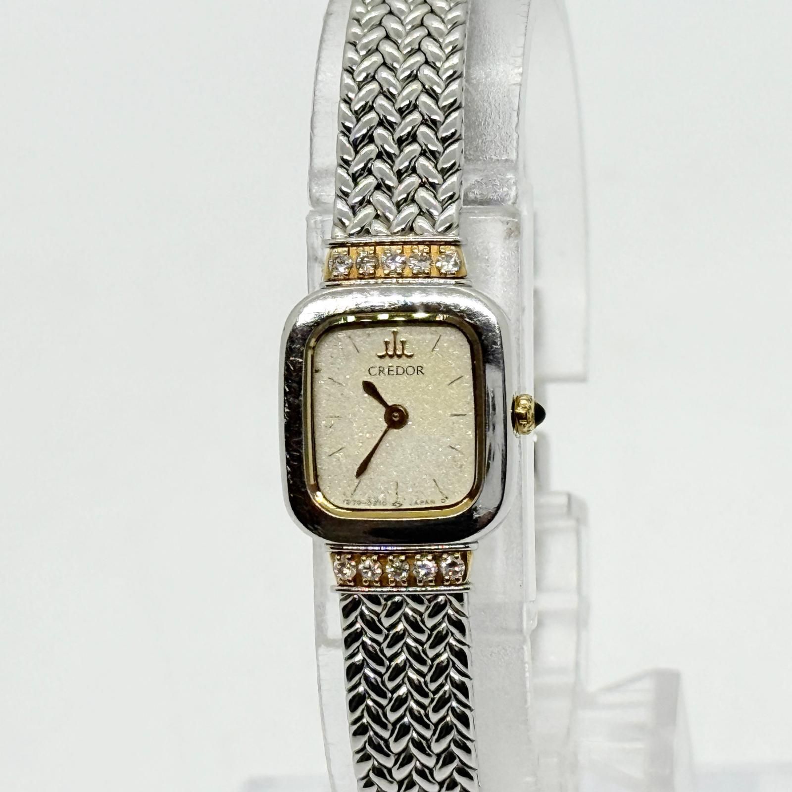 SEIKO セイコー クレドール 1E70-5130 ホワイト QZ レディース SS/18KT 腕時計 稼働品