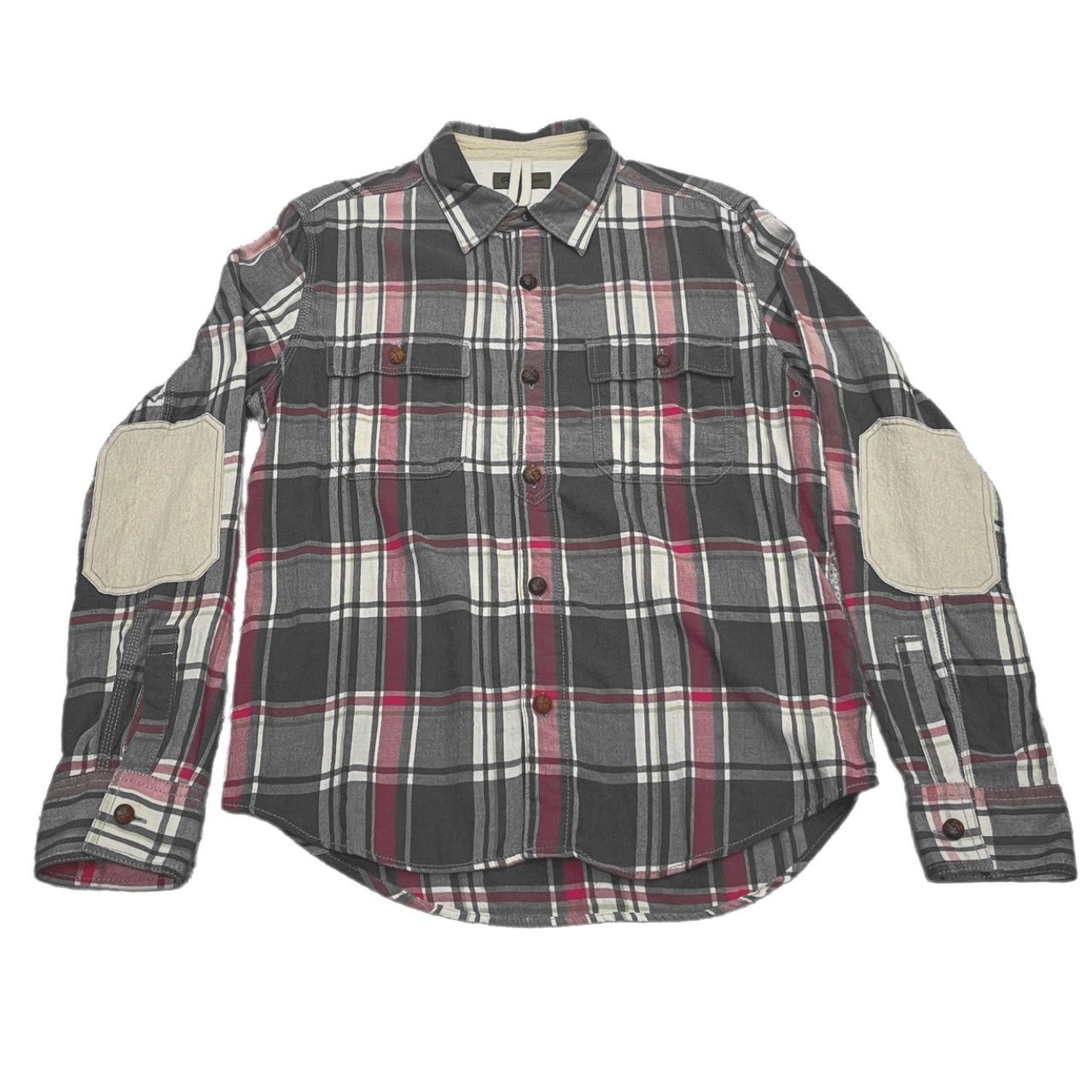 Nigel Cabourn チェックフランネルレザーくるみボタンエルボーパッチシャツ ブラウス トップス ナイジェルケーボン メンズ