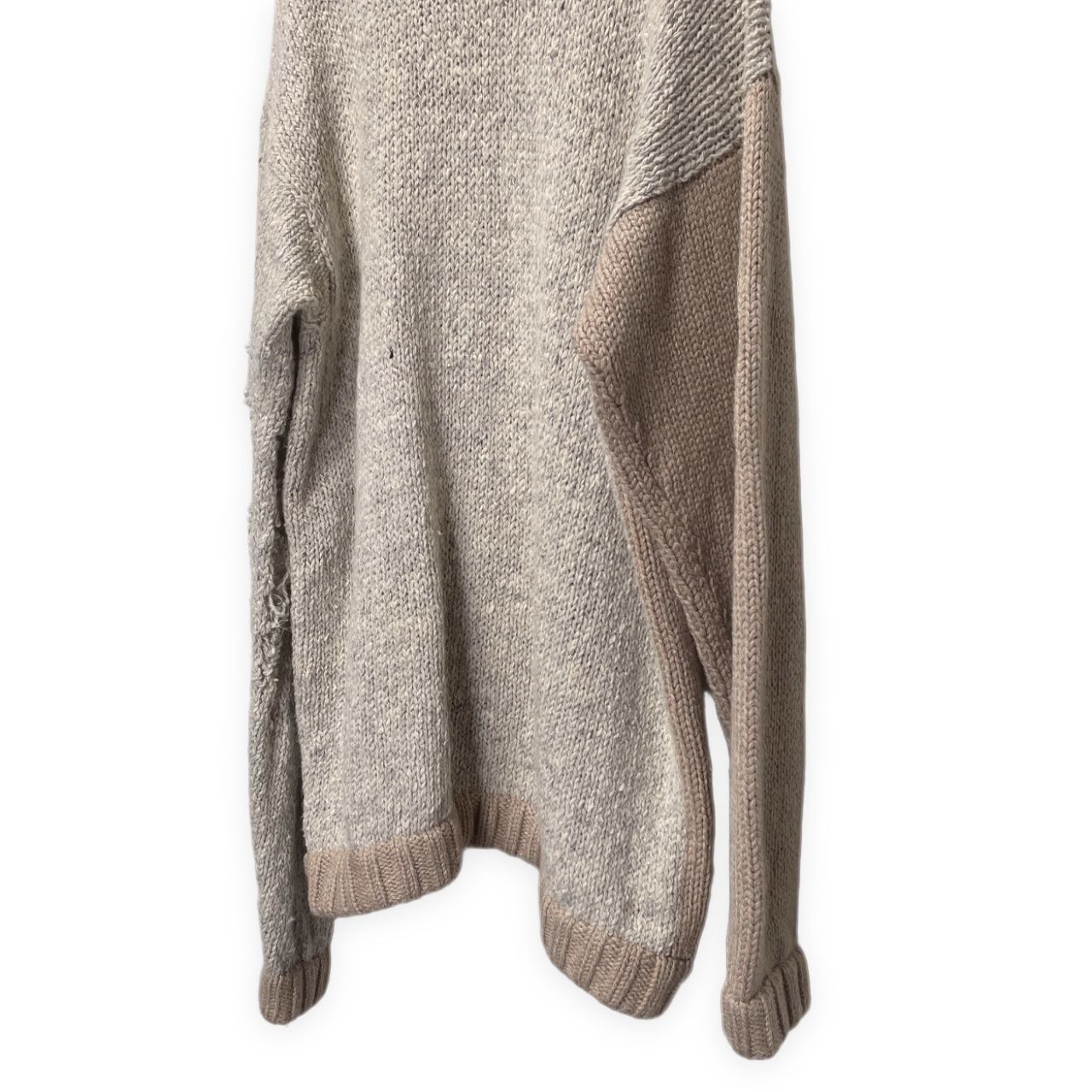 BODYSONG 19AW オーバーサイズ袖ダメージ加工アシンメトリーバイカラーニットセーター トップス ボディソング BODYSONG 19AW オーバーサイズ袖ダメージ加工アシンメトリーバイカラー