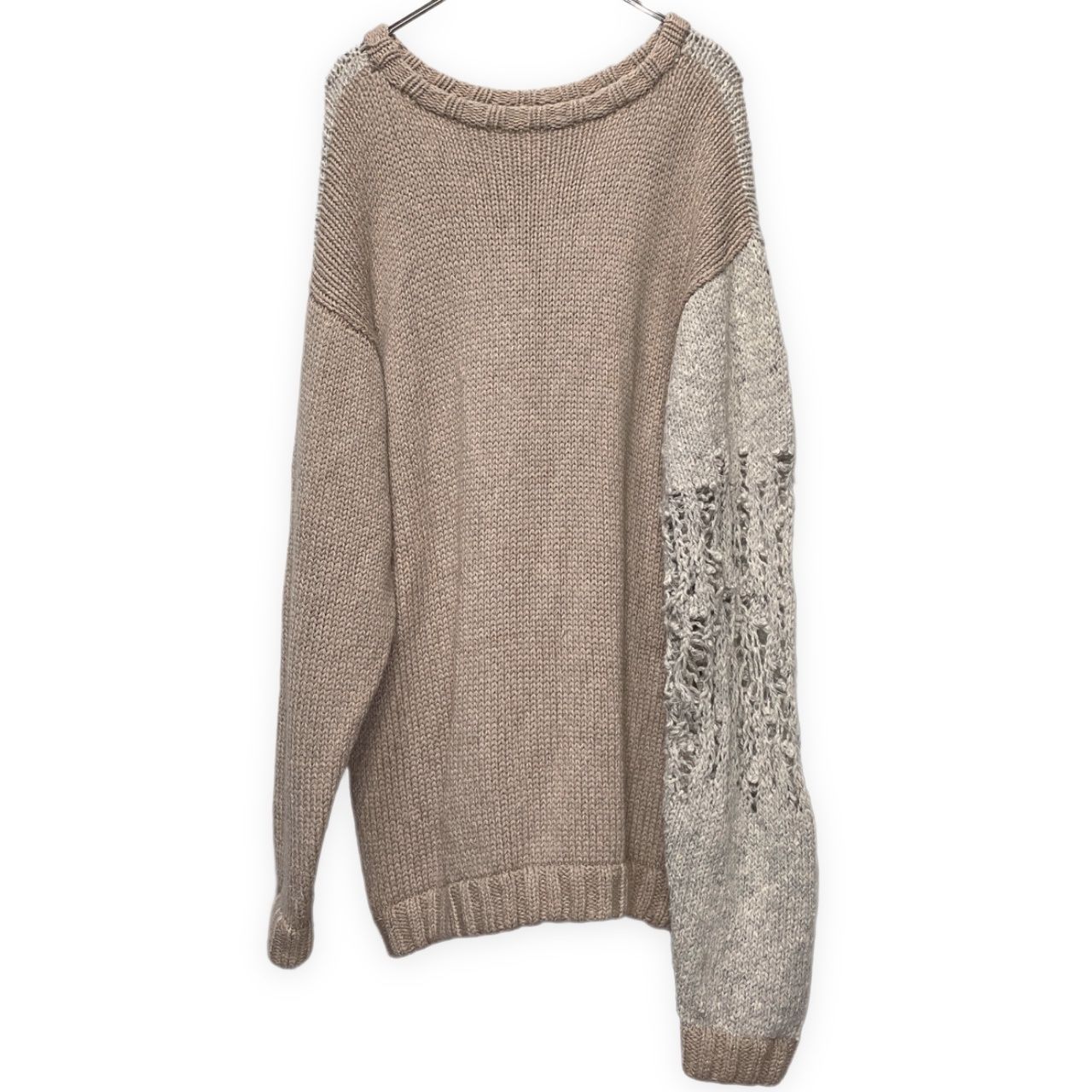 BODYSONG 19AW オーバーサイズ袖ダメージ加工アシンメトリーバイカラー