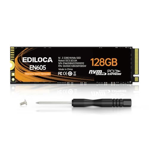 EDILOCA EN605 SSD 128GB PCIe Gen 3.0×4 NVMe1.3 M.2 2280 内蔵型SSD 3D NANDフラッシュ搭載 最大読み込み2050MB/s ノートパソコンとデスクトップパソコン に対応 3年保証 20edefe7