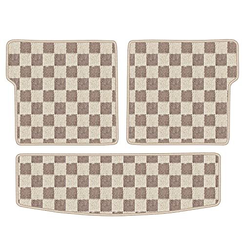N◆Aviles スズキ 互換品 ハスラー MR52S MR92S ラゲッジマット フロアマット トランクマット【16色から選択】(11：BIGチェック×ベージュ)