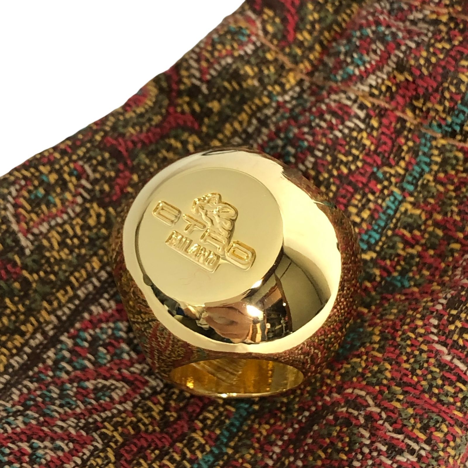 未使用品【エトロ】本物 ETRO スカーフリング ロゴモチーフ ゴールド色