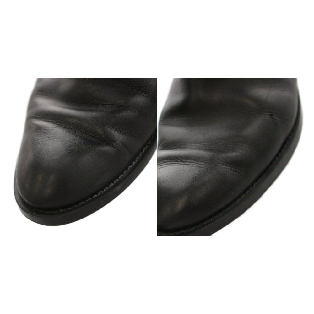 トッズ TOD'S ロングブーツ レザー ベルト チャンキーヒール 37 黒
