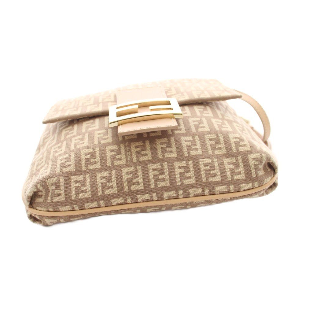 Fendi ロゴ入り ベージュ ハンドバッグ フェンディ FENDI ショルダーバッグ ズッキーノ柄 キャンバス ベージュ